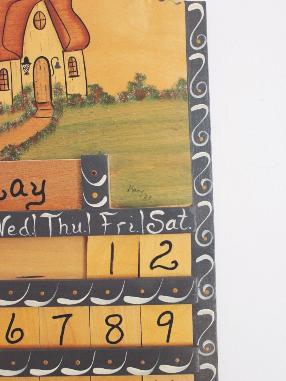Vintage Wooden Wall Perpetual Calendar 1987 Hand-Painted Interchangeable Month D - Picture 3 of 6